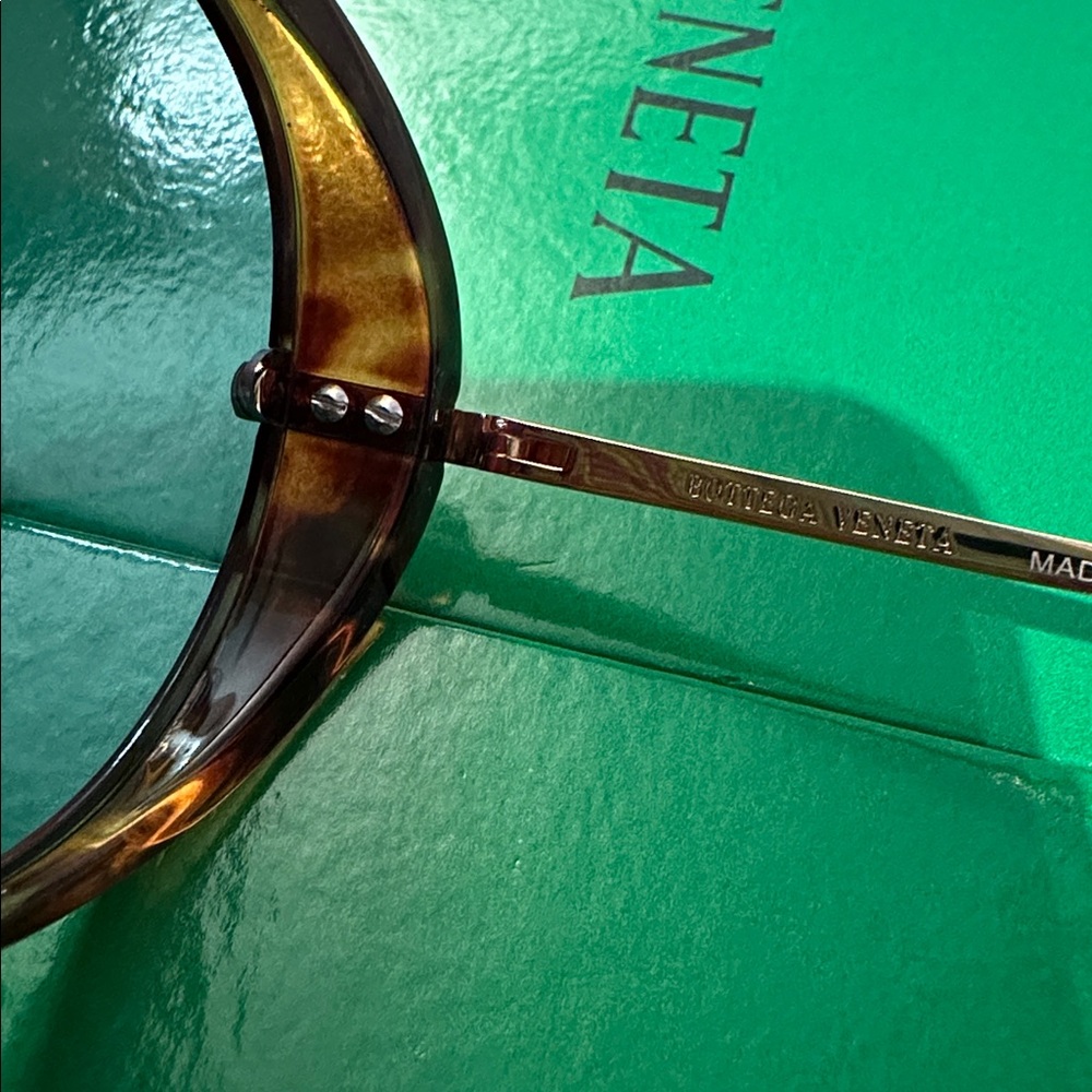 Bottega Veneta Tortoise Shell Sunglasses with Gold Accents - Picture 6 of 6